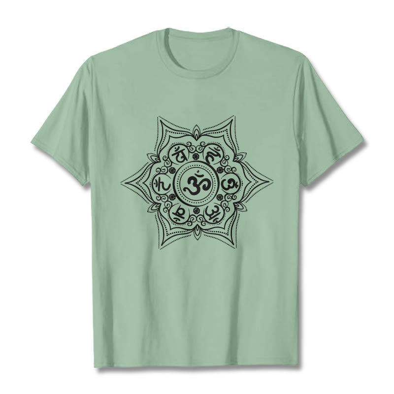 Buddha Stones Mandala Om Mani Padme Hum Tee T-shirt - PaleGreen - 2XL - image 14