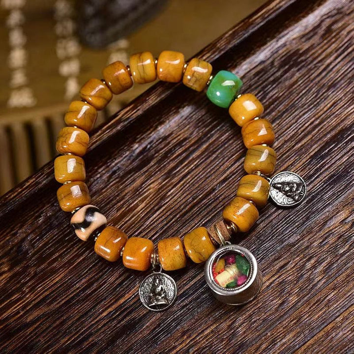 Buddha Stones Vintage Tibetan Bone Beads Dzi Bead Cute Fox Balance Bracelet - A Style(Bead Size: 0.39*0.31 in(1*0.8 cm)) - image 6