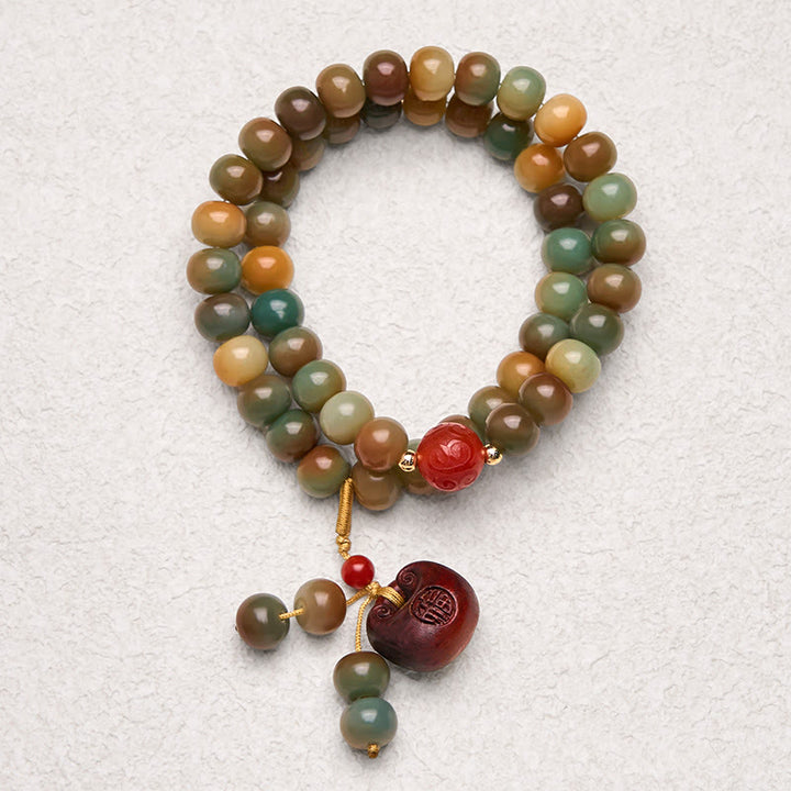 Buddha Stones Colorful Bodhi Seed Harmony Double Wrap Bracelet - Bodhi Seed(Wrist Circumference: 14-15cm) - 11*10mm - image 0