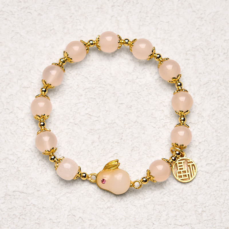 Buddha Stones Red Agate Chalcedony Rabbit Fu Character Confidence Bracelet - image 12
