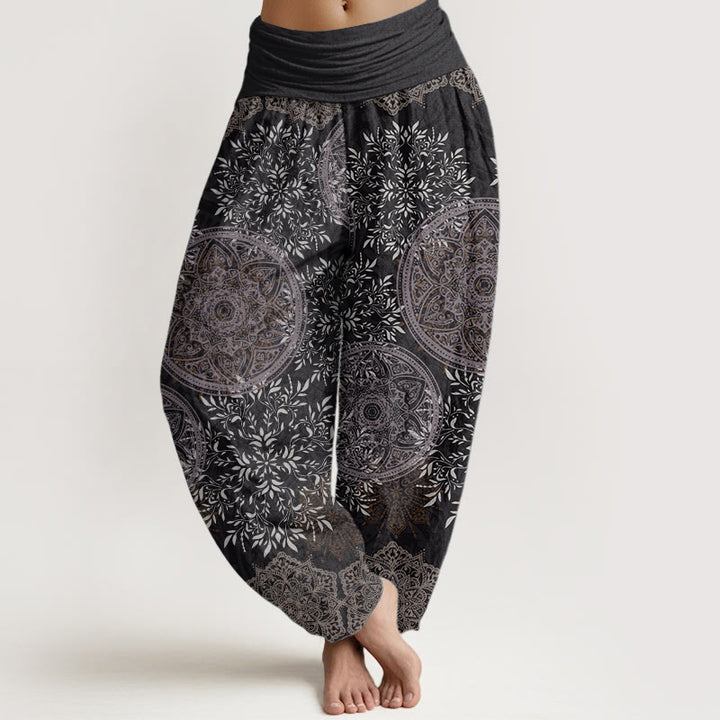 Buddha Stones Pure Cotton Mandala Pattern Leaves Women's Elastic Waist Harem Pants - DimGray - US22，UK/AU26，EU54 (6XL) - image 8