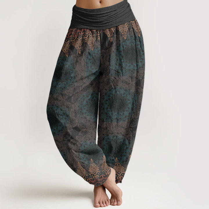 Buddha Stones Pure Cotton Triangular Mandala Patterns Women's Elastic Waist Harem Pants - DimGray - US22，UK/AU26，EU54 (6XL) - image 14