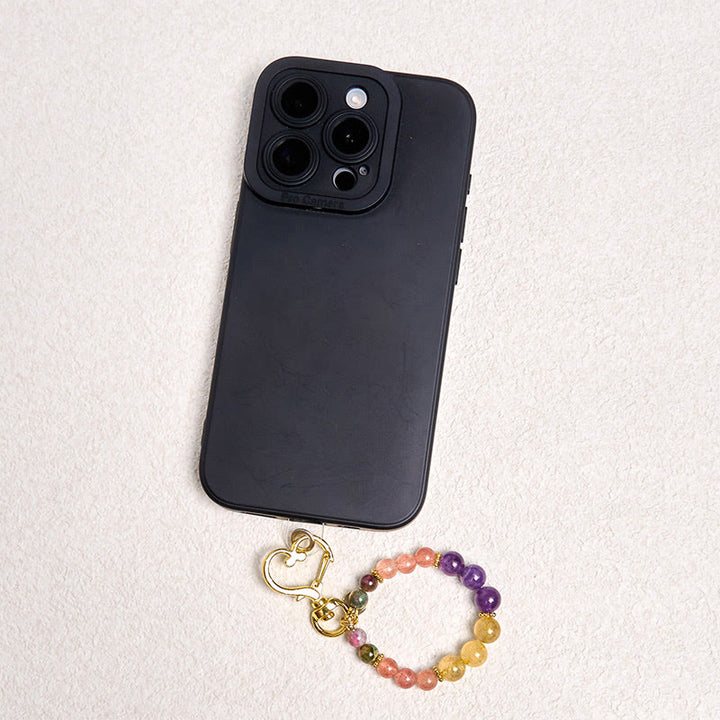 Buddha Stones Natural Strawberry Quartz Amethyst Citrine Beads Love Key Chain Hanging Decoration - image 2