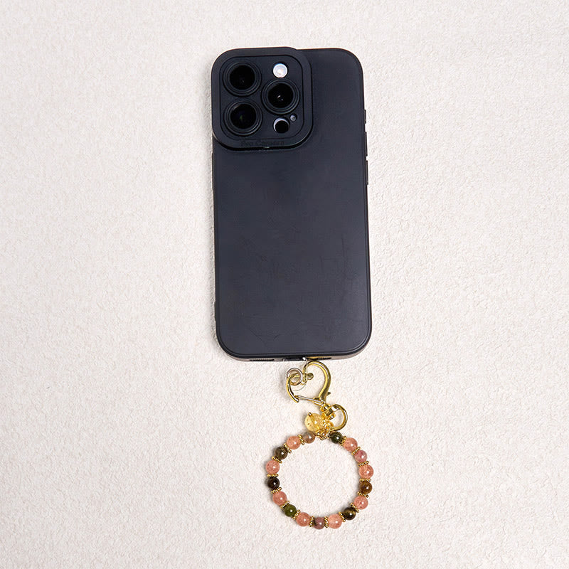 Buddha Stones Natural Strawberry Quartz Crystal Beads Positive Key Chain Phone Hanging Decoration - image 3