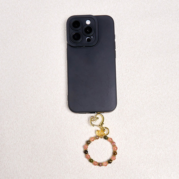 Buddha Stones Natural Strawberry Quartz Crystal Beads Positive Key Chain Phone Hanging Decoration - image 3