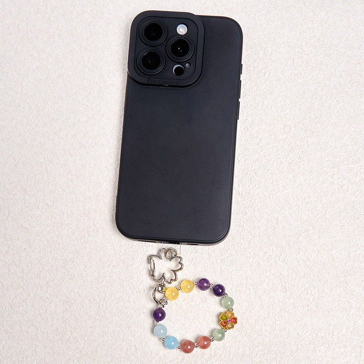 Buddha Stones Natural Strawberry Quartz Amethyst Citrine Aquamarine Flower Key Chain Hanging Decoration - image 4