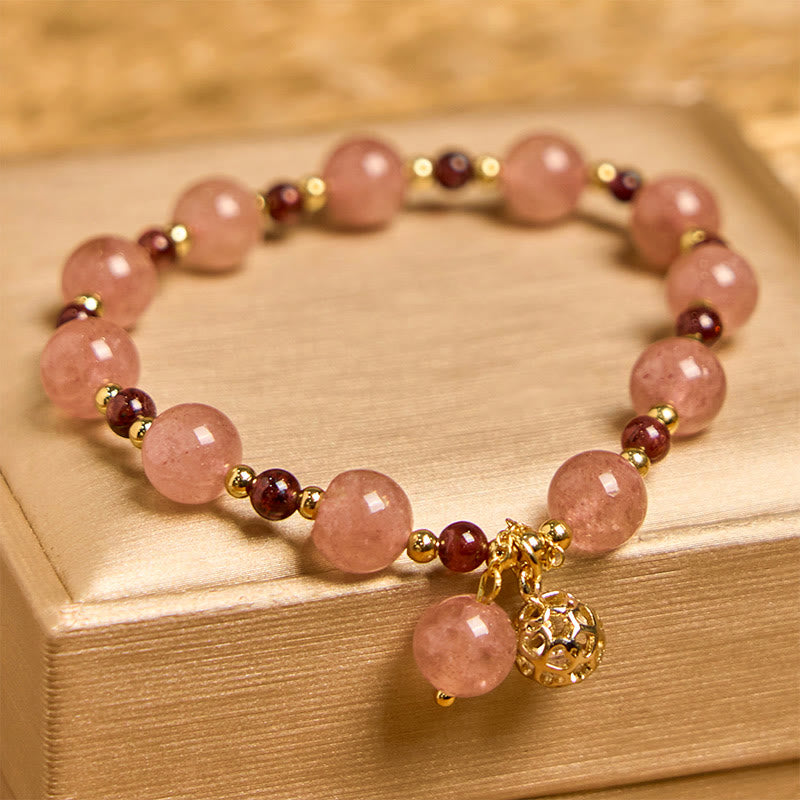 Buddha Stones Natural Strawberry Quartz Garnet Healing Bracelet - image 2