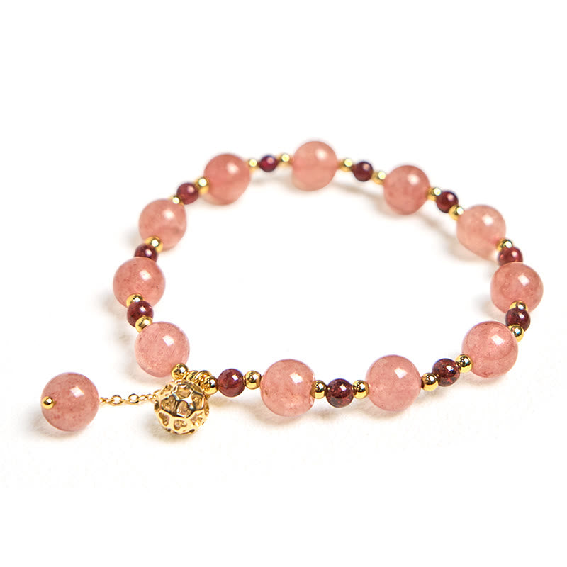 Buddha Stones Natural Strawberry Quartz Garnet Healing Bracelet - image 5