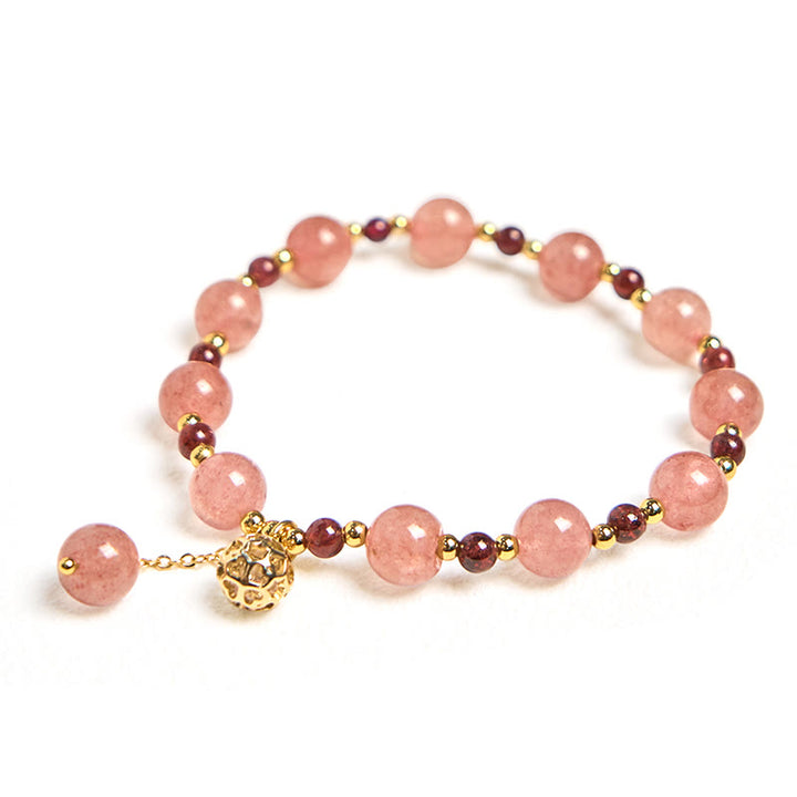 Buddha Stones Natural Strawberry Quartz Garnet Healing Bracelet - image 5