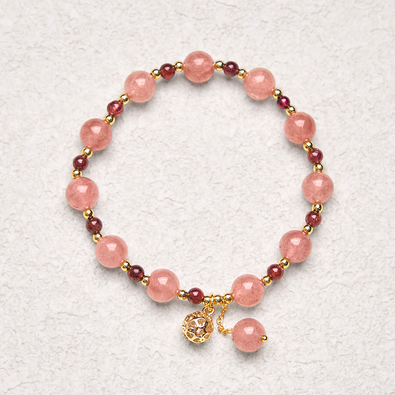 Buddha Stones Natural Strawberry Quartz Garnet Healing Bracelet - image 4