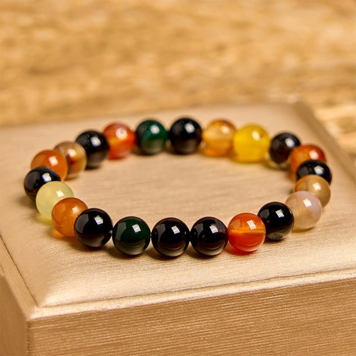 Buddha Stones Natural Colorful Chalcedony Agate Harmony Bracelet - 8mm(Wrist Circumference 14-16cm) - image 0