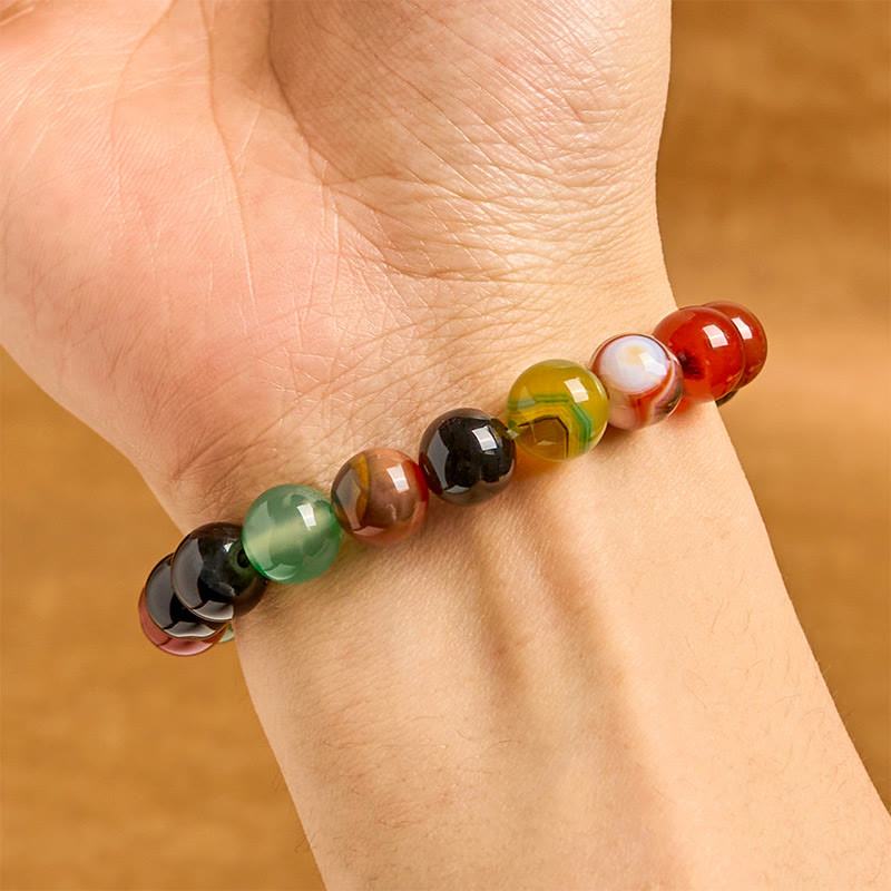 Buddha Stones Natural Colorful Chalcedony Agate Harmony Bracelet - image 10