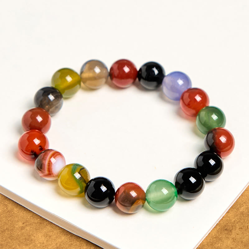 Buddha Stones Natural Colorful Chalcedony Agate Harmony Bracelet - image 11