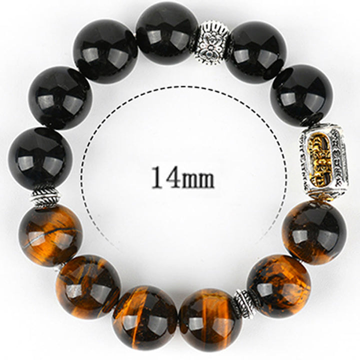 Buddha Stones Natural Silver Sheen Obsidian Tiger Eye Vajra Protection Bracelet - image 7