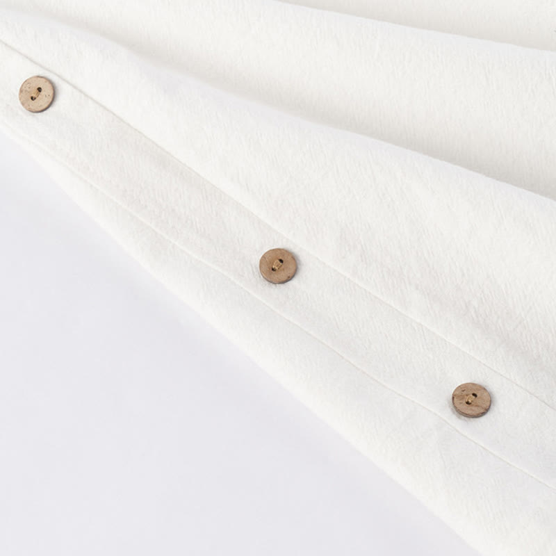 Buddha Stones Casual 2Pcs Pure Color Half Button Design Shirt Drawstring Pants Men's Cotton Meditation Cloth Set With Pockets - image 6