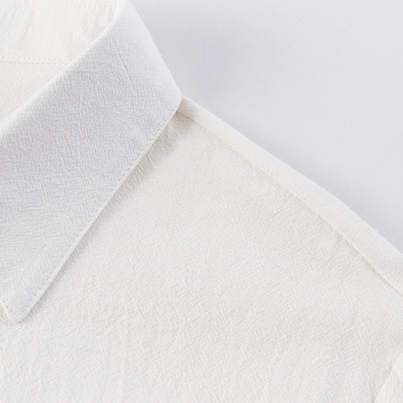 Buddha Stones Casual 2Pcs Pure Color Half Button Design Shirt Drawstring Pants Men's Cotton Linen Meditation Cloth Set With Pockets - image 5