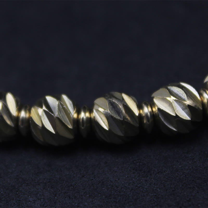 Buddha Stones Vintage Distressed Knife Carving Pattern Copper Brass Beads Wealth Bracelet - image 10