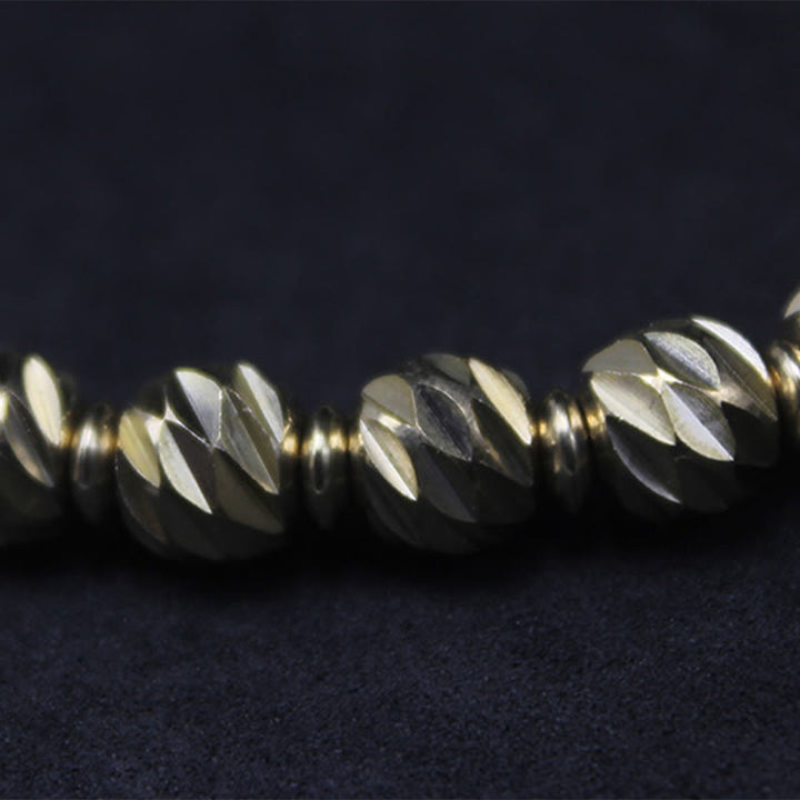 Buddha Stones Vintage Distressed Knife Carving Pattern Copper Brass Beads Wealth Bracelet - image 10