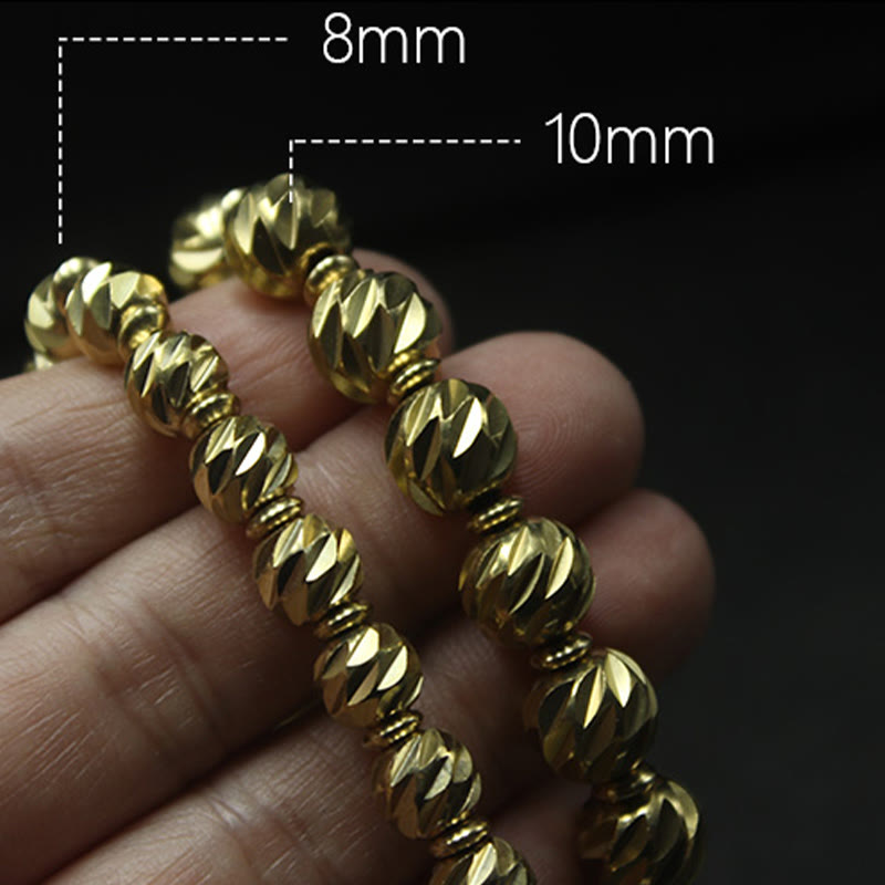 Buddha Stones Vintage Distressed Knife Carving Pattern Copper Brass Beads Wealth Bracelet - image 16