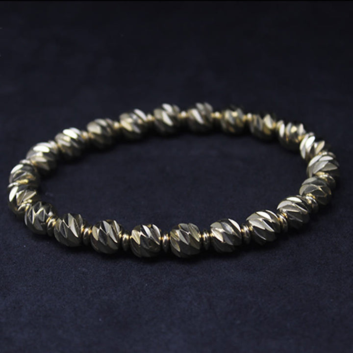 Buddha Stones Vintage Distressed Knife Carving Pattern Copper Brass Beads Wealth Bracelet - image 9