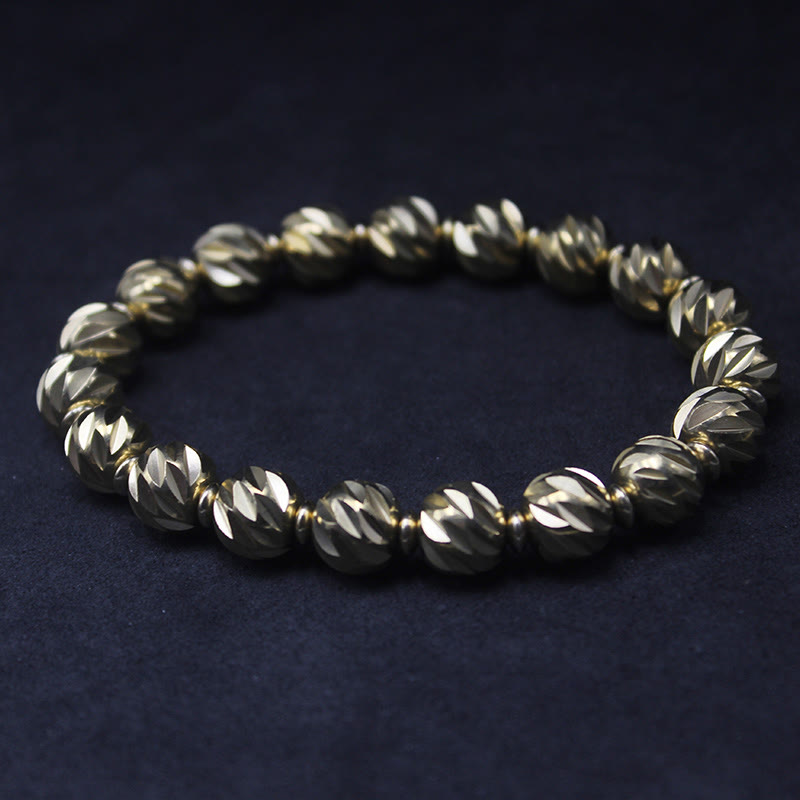 Buddha Stones Vintage Distressed Knife Carving Pattern Copper Brass Beads Wealth Bracelet - Natural Color Style-0.31in(Wrist Circumference: 7.9-8.3in) - image 8