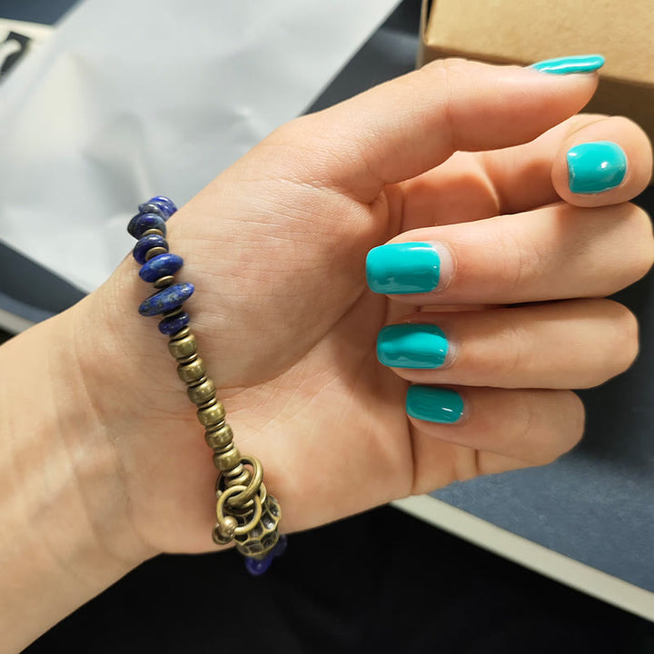 Buddha Stones Vintage Irregular Shape Design Lazurite Positive Bracelet - image 11
