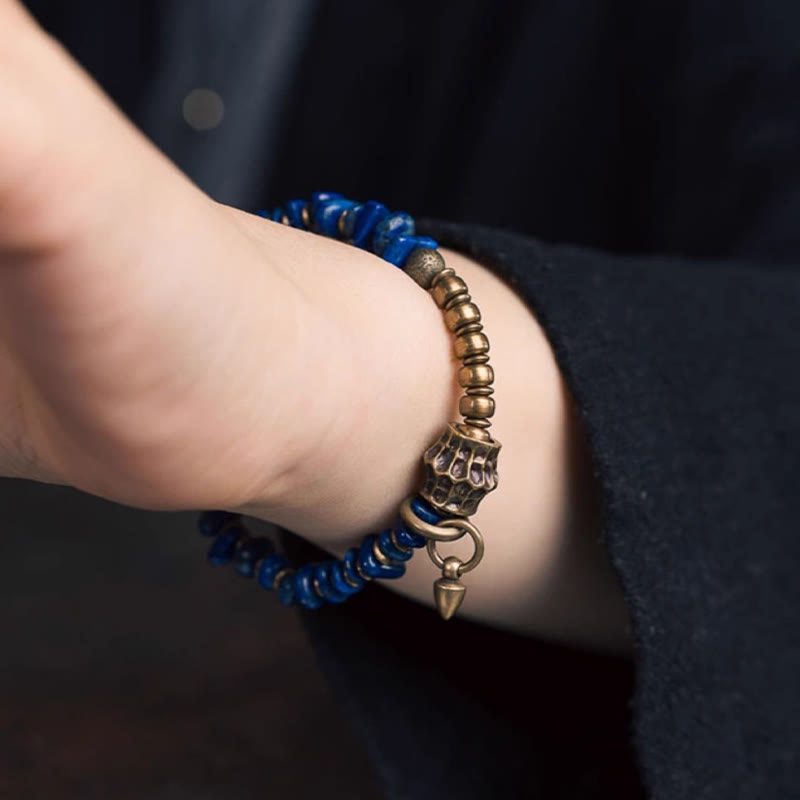 Buddha Stones Vintage Irregular Shape Design Lazurite Positive Bracelet - image 10