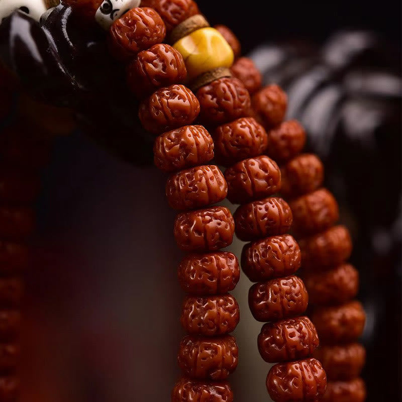 Buddha Stones 108 Beads Rudraksha Bodhi Seed Wealth Tassel Mala - image 4