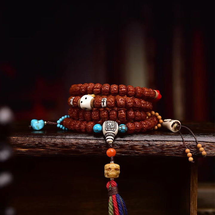 Buddha Stones 108 Beads Rudraksha Bodhi Seed Wealth Tassel Mala - image 2
