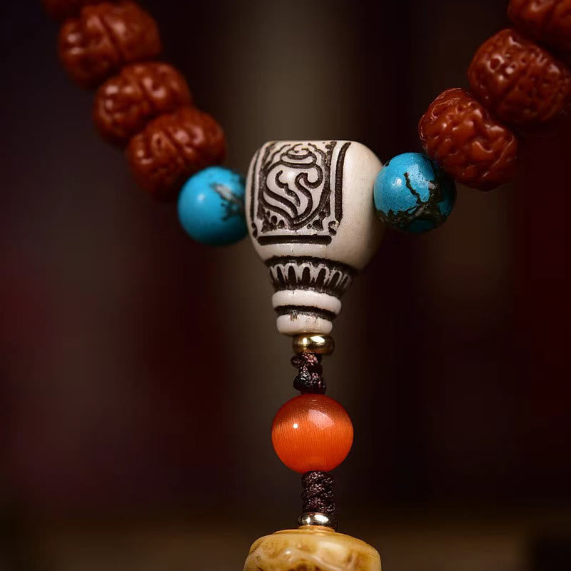 Buddha Stones 108 Beads Rudraksha Bodhi Seed Wealth Tassel Mala - image 5