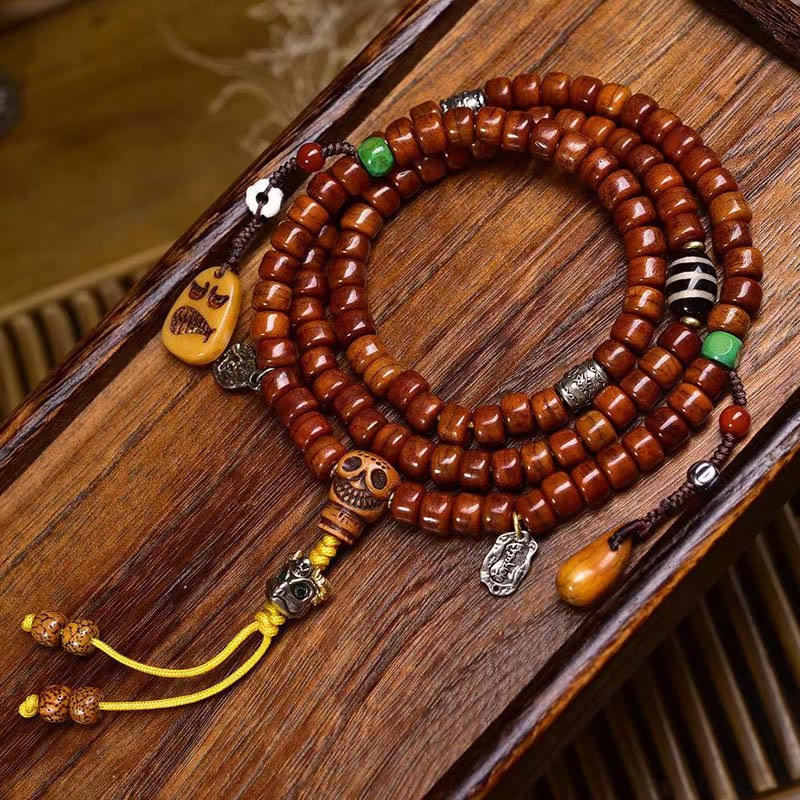 Buddha Stones Tibet 108 Beads Bone Beads Dzi Bead Strength Mala - 8*6mm - image 0