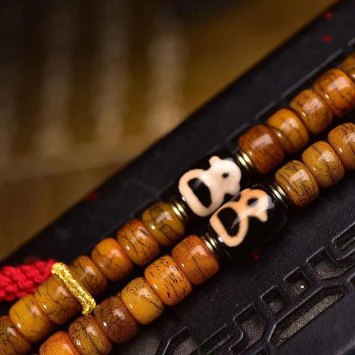 Buddha Stones Tibetan 108 Beads Camel Bone Luck Tassel Mala - image 2