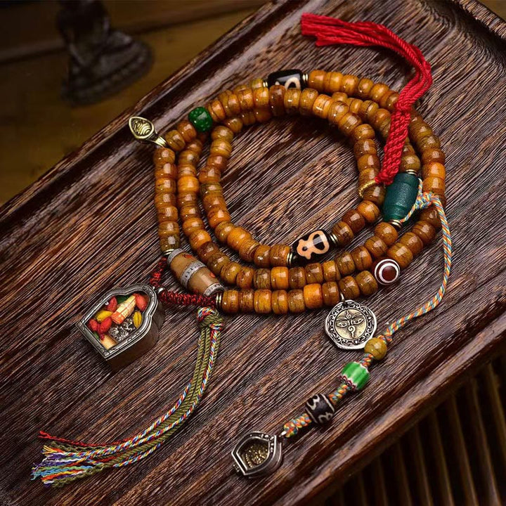 Buddha Stones Tibetan 108 Beads Camel Bone Luck Tassel Mala - Camel Bone - image 0