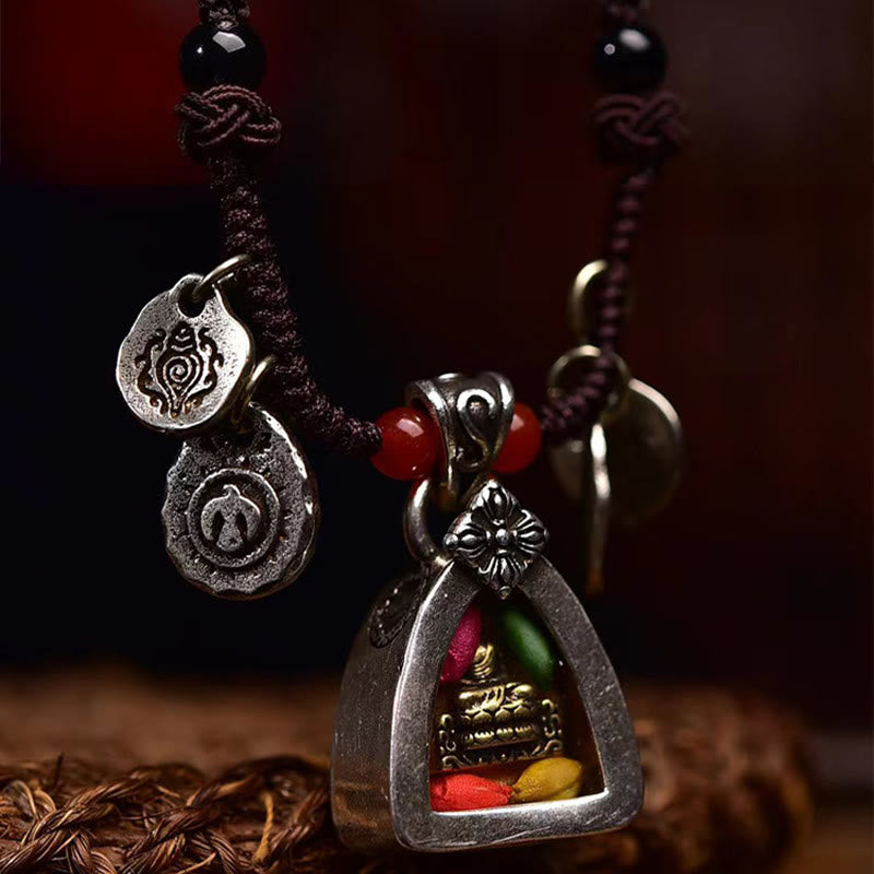 Buddha Stones Tibetan Medicine Buddha Compassion Braided Rope Necklace Pendant - image 2