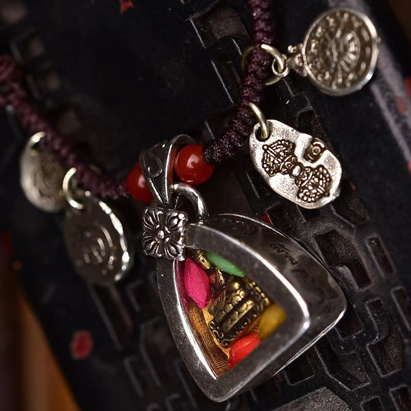 Buddha Stones Tibetan Medicine Buddha Compassion Braided Rope Necklace Pendant - image 3