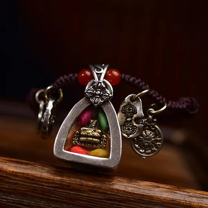 Buddha Stones Tibetan Medicine Buddha Compassion Braided Rope Necklace Pendant - image 4