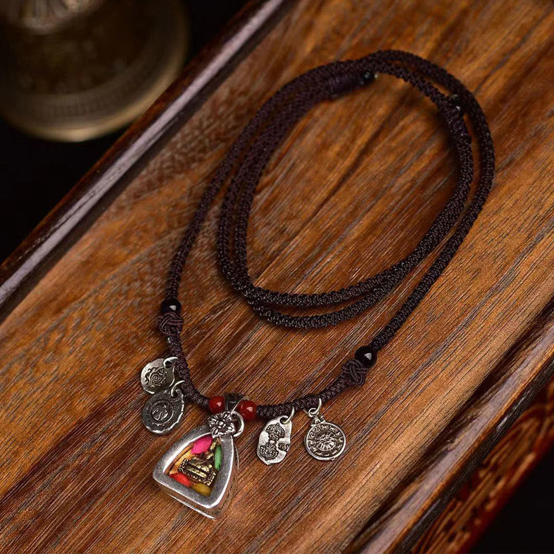 Buddha Stones Tibetan Medicine Buddha Compassion Braided Rope Necklace Pendant - Medicine Buddha - image 0