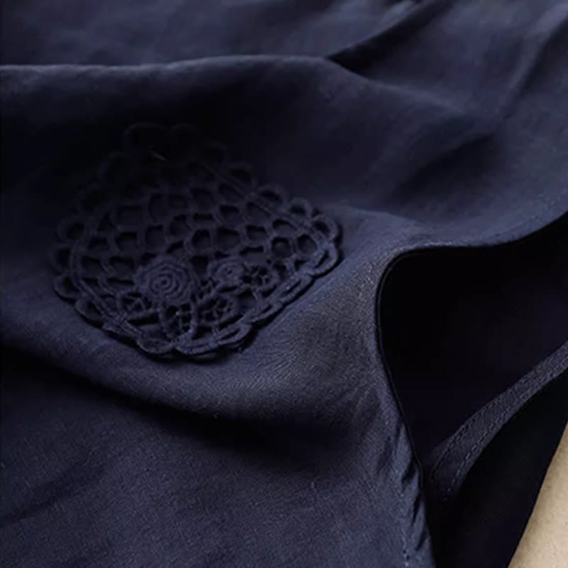 Buddha Stones Casual Pure Color Embroidery Patchwork Design Sleeveless Crew Neck Women's Vest - image 8
