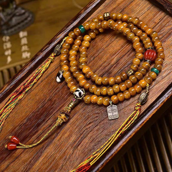 Buddha Stones Tibetan 108 Beads Bone Beads Dzi Bead Keep Away Evil Spirits Mala - 8*6mm - image 0