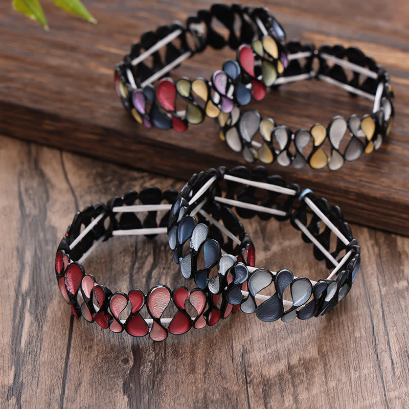 Buddha Stones Colorful Geometric Hollow 8-shaped Alloy Healing Elastic Bracelet Bangle - image 1