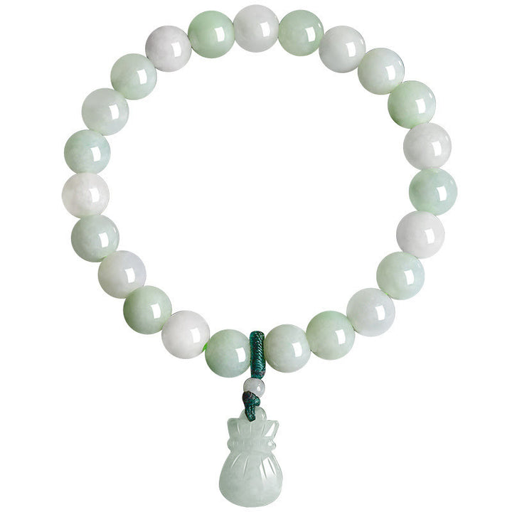 Buddha Stones Natural Jade Money Bag Charm Luck Bracelet - image 8