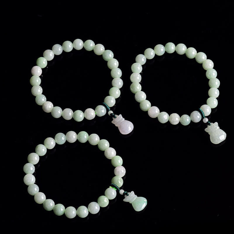 Buddha Stones Natural Jade Money Bag Charm Luck Bracelet - image 7