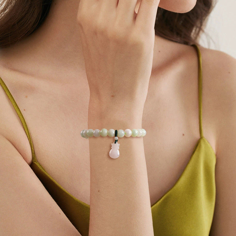 Buddha Stones Natural Jade Money Bag Charm Luck Bracelet - image 4