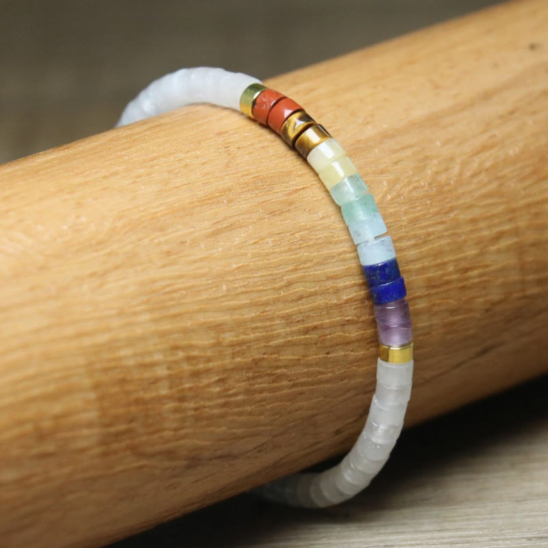 Buddha Stones Natural White Crystal Black Onyx Clarity Spacer Bead Bracelet - image 4