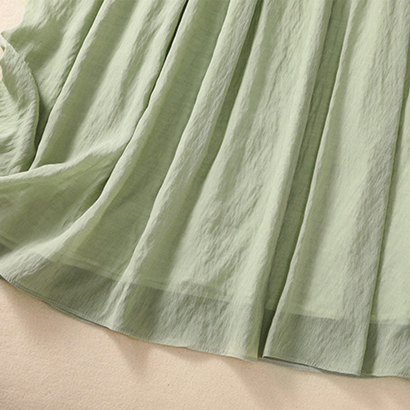 Buddha Stones Casual Contrasting Color Pleated Lace-Up Design Women's 7-8 Length Skirt - image 32