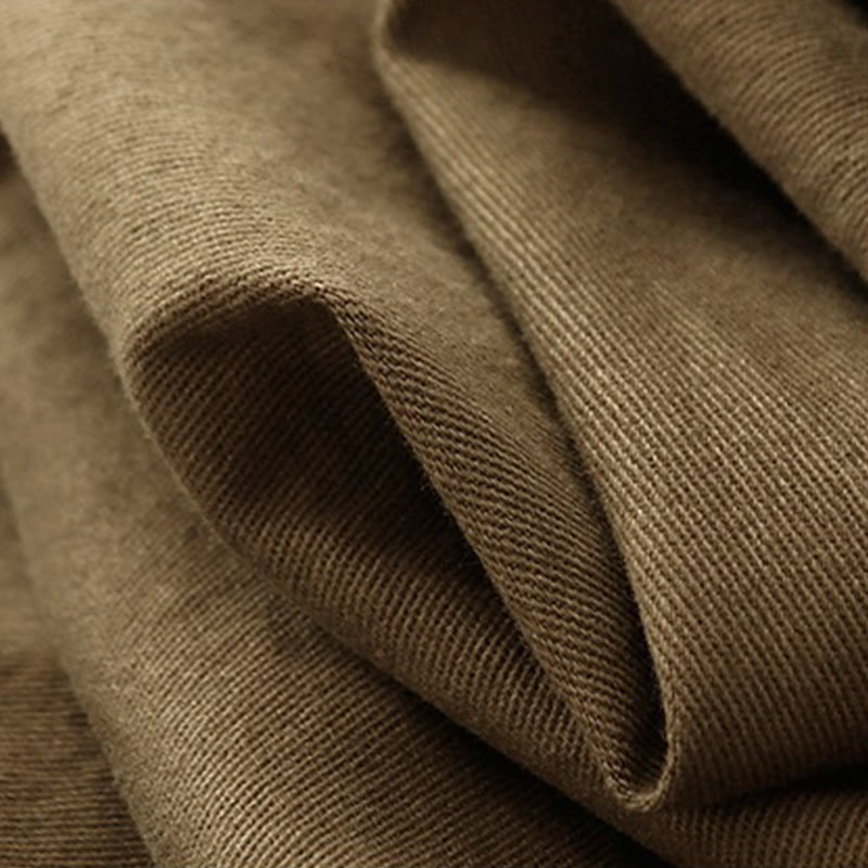 Buddha Stones Vintage Plain Drawstring Button Design Slide Slite Women's Cotton Linen 7-8 Length Skirt With Pockets - image 3