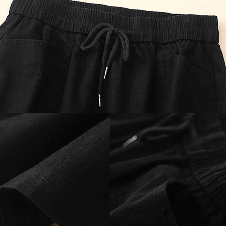 Buddha Stones Vintage Plain Drawstring Button Design Slide Slite Women's Cotton Linen 7-8 Length Skirt With Pockets - image 8