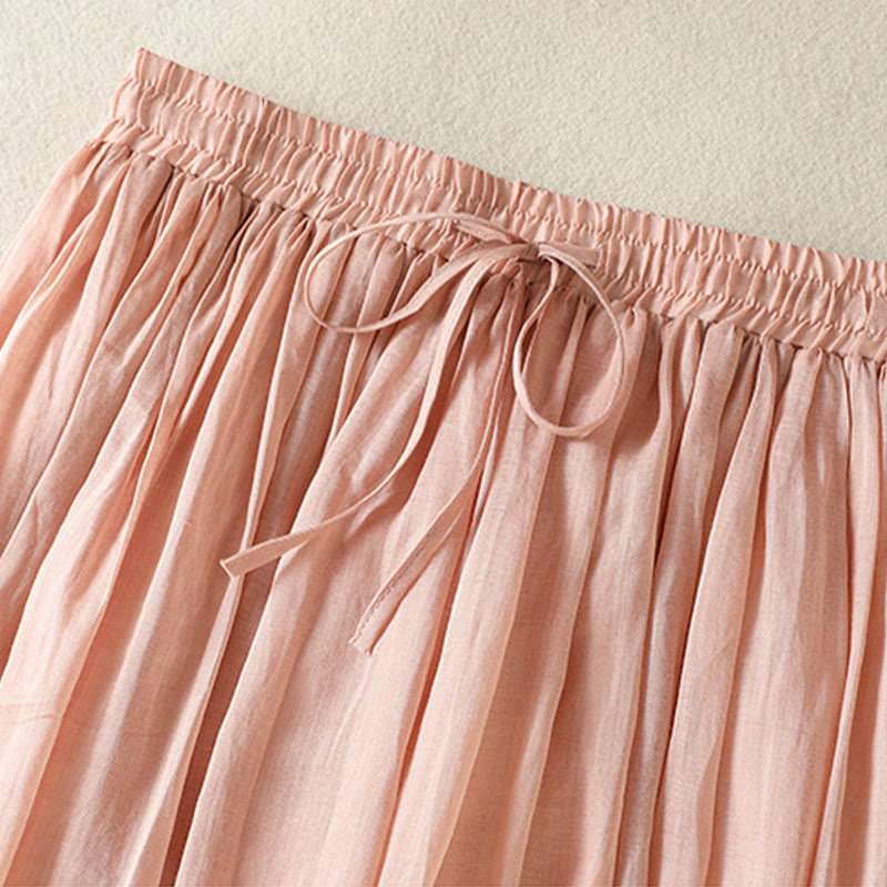 Buddha Stones Summer Plain Drawstring Lace Patchwork Design Women's 7-8 Length Skirt - image 3