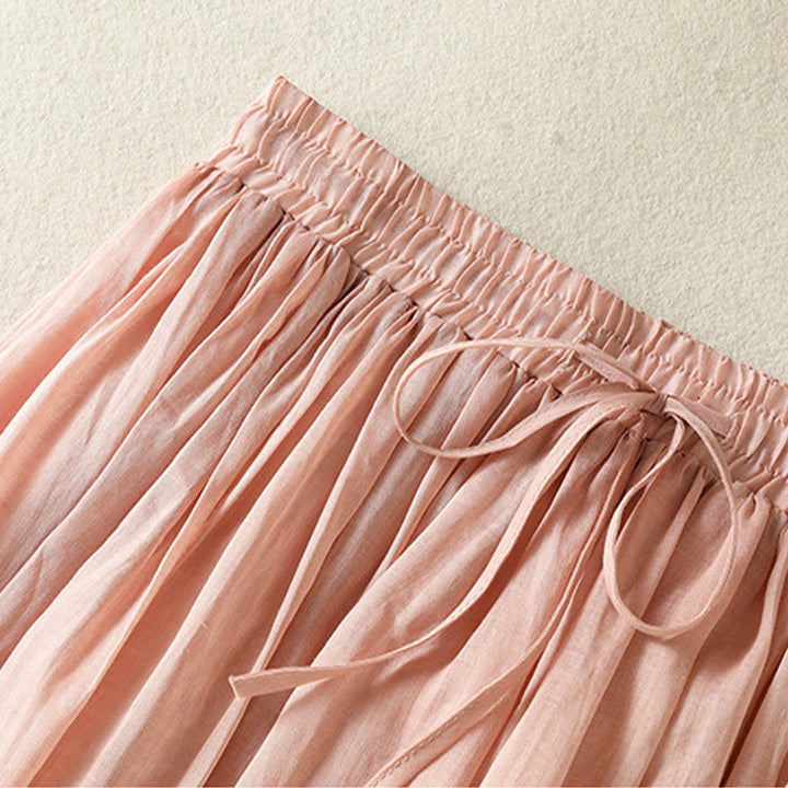 Buddha Stones Summer Plain Drawstring Lace Patchwork Design Women's 7-8 Length Skirt - image 4