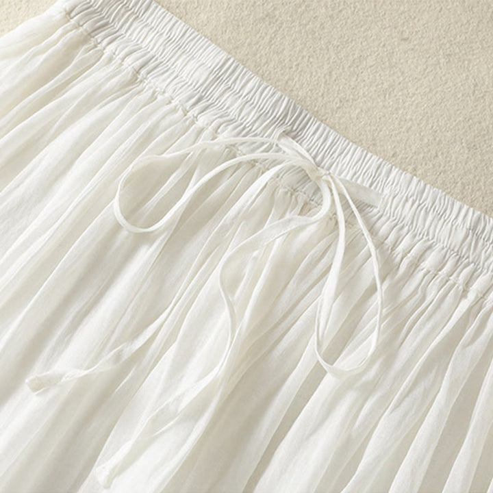 Buddha Stones Summer Plain Drawstring Lace Patchwork Design Women's 7-8 Length Skirt - image 14
